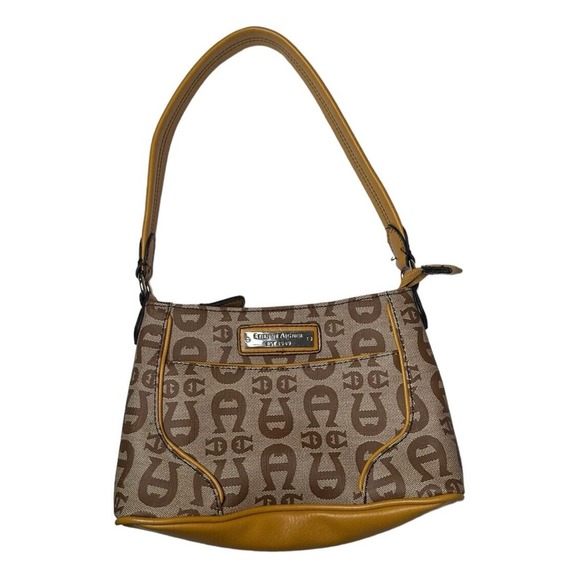 Etienne Aigner Handbags - Vtg Y2K Etienne Aigner Signature Logo Small Purse Handbag Yellow Leather Trim